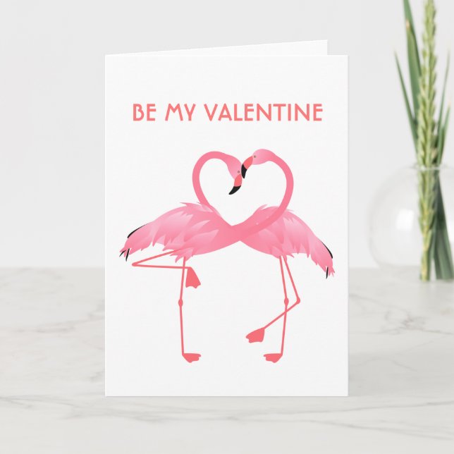Cartes Pour Fêtes Annuelles Pink Flamant rose Be My Valentine (Devant)