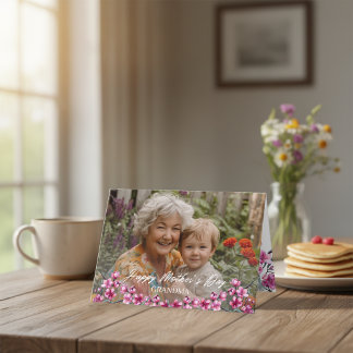 Cartes Pour Fêtes Annuelles Pink Floral Photo Grandma Mother’s Day