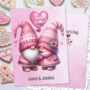 Cartes Pour Fêtes Annuelles Pink Gnome Valentine Couple Apat
