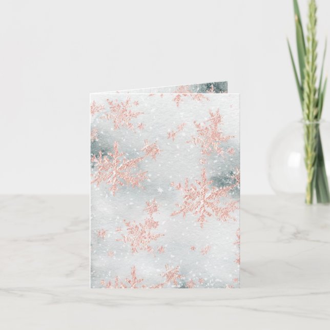 Cartes Pour Fêtes Annuelles Pink Gold Snowflakes Snowwinter Ice Card (Devant)