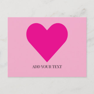 Cartes Pour Fêtes Annuelles Pink Heart Custom Postcard