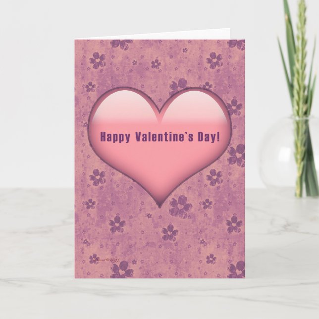 Cartes Pour Fêtes Annuelles Pink Heart Retro Valentine's Day Blank Card (Devant)