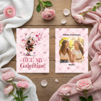 Cartes Pour Fêtes Annuelles Pink Hearts Galentine's Day Best Friend Card