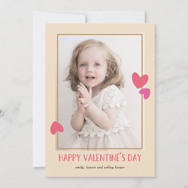 Cartes Pour Fêtes Annuelles Pink Hearts Photo Valentines Day Card (Devant)