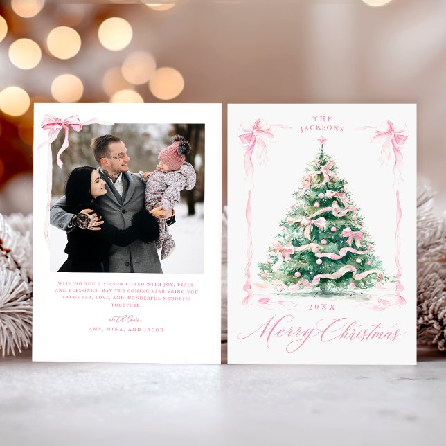 Cartes Pour Fêtes Annuelles Pink Joyeux Noël Photo (Créateur téléchargé)