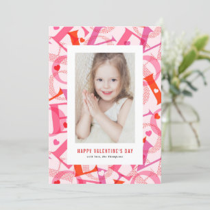 Cartes Pour Fêtes Annuelles Pink LOVE Typographie Photo Heureuse Sainte-Valent