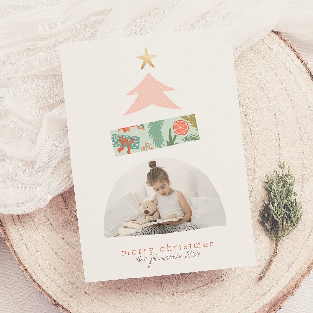 Cartes Pour Fêtes Annuelles Pink & Mint Arche Abstraite de Noël Arche photo (Créateur téléchargé)