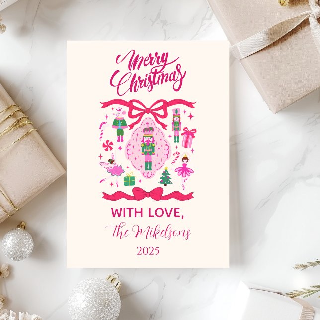 Cartes Pour Fêtes Annuelles Pink Nutcracker Christmas (Créateur téléchargé)