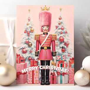 Cartes Pour Fêtes Annuelles Pink Nutcracker Joyeux Noël