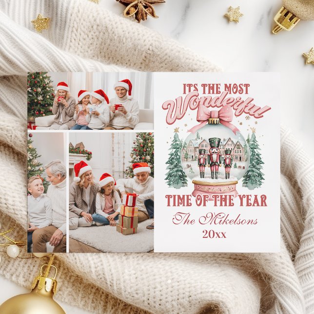 Cartes Pour Fêtes Annuelles Pink Nutcracker Noël 3 Photo Wonderland Gl (Créateur téléchargé)