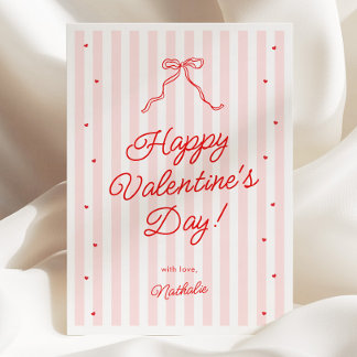 Cartes Pour Fêtes Annuelles Pink Red Bow Galentine's Valentine's Day Card
