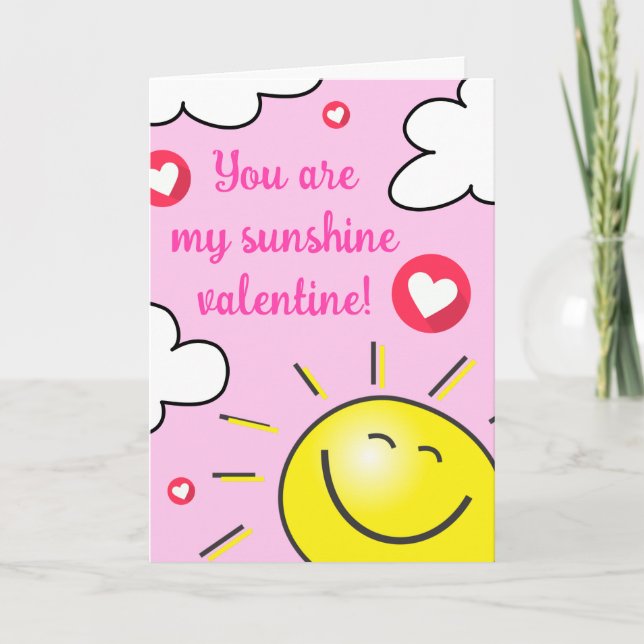 Cartes Pour Fêtes Annuelles Pink You Are My Sunshine Joyeux Valentines Day (Devant)