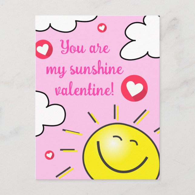 Cartes Pour Fêtes Annuelles Pink You Are My Sunshine Joyeux Valentines Day (Devant)
