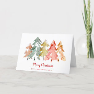 Cartes Pour Fêtes Annuelles Pins Aquarelle Abstraite Joyeux Noël