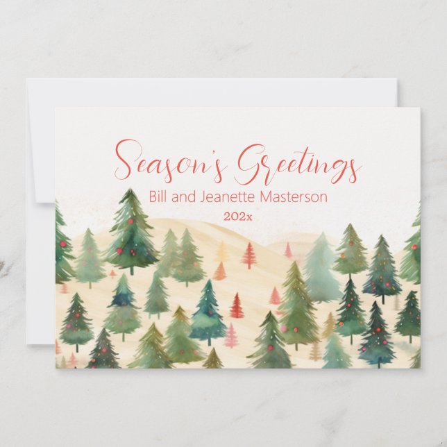 Cartes Pour Fêtes Annuelles Pins Bois de Noël (Devant)