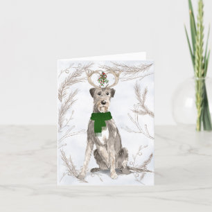 Cartes Pour Fêtes Annuelles Pins botaniques et loup irlandais de Noël