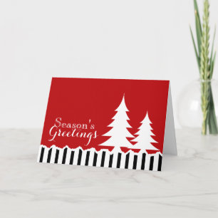 Cartes Pour Fêtes Annuelles Pins d'hiver Festive Red Salutation