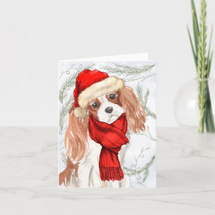 Cartes Pour Fêtes Annuelles Pins et chien de Noël Cavalier King Charles