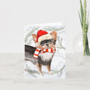 Cartes Pour Fêtes Annuelles Pins et un long Noël de Chihuahua Haired