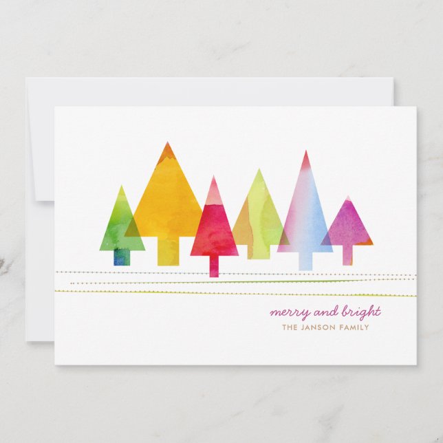 Cartes Pour Fêtes Annuelles Pins peints (Devant)