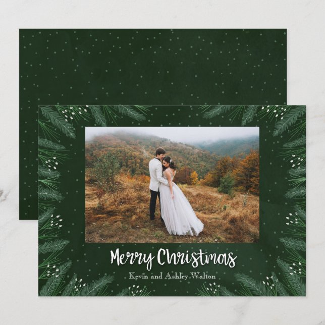 Cartes Pour Fêtes Annuelles Pins Photo de Noël (Devant / Derrière)