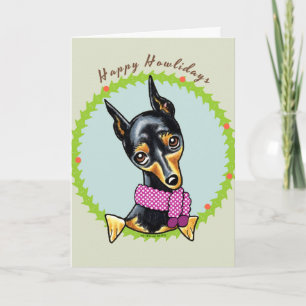 Cartes Pour Fêtes Annuelles Pinscher miniature Joyeux Howlidays