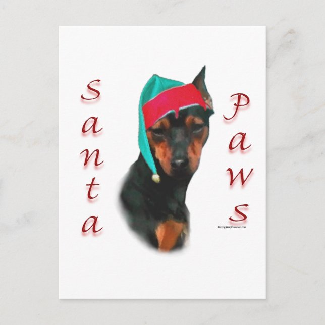 Cartes Pour Fêtes Annuelles Pinscher Miniature Père Noël Paws (Devant)