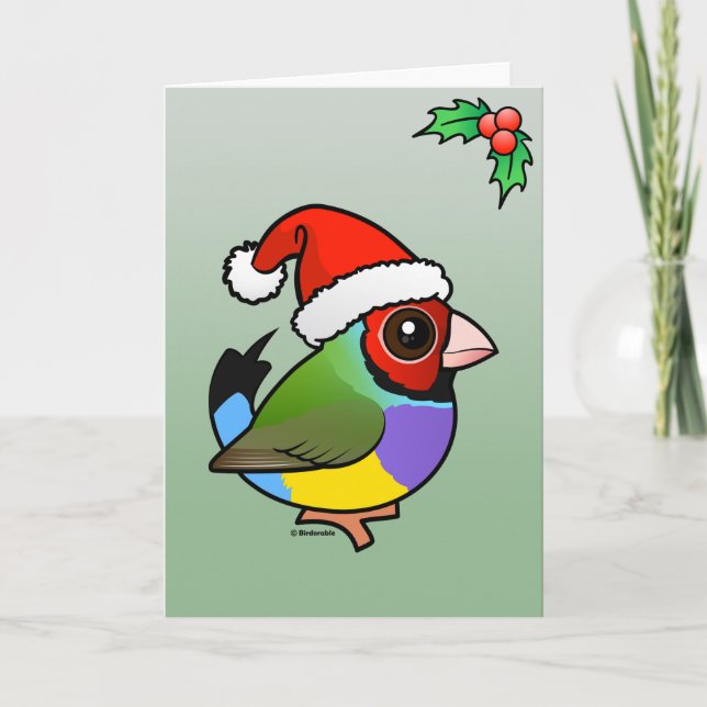 Cartes Pour Fêtes Annuelles Pinson de Gouldian de Noël (Devant)