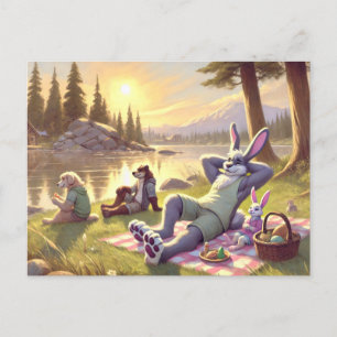Cartes Pour Fêtes Annuelles Pique-nique de Pâques au bord du lac