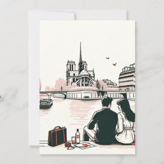 Cartes Pour Fêtes Annuelles Pique-nique Romantique Parisien d'Amour. Chérissez