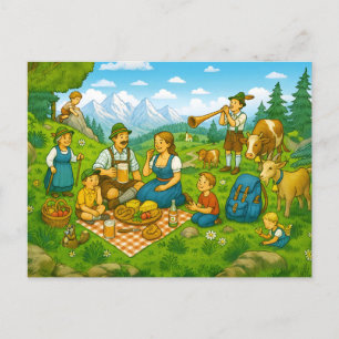 Cartes Pour Fêtes Annuelles Pique-nique sur Alpine Meadow