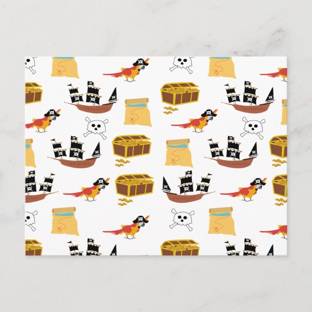 Cartes Pour Fêtes Annuelles Pirate Ship Treasure Motif à thème de coffre (Devant)