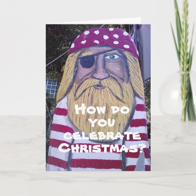 CARTES POUR FÊTES ANNUELLES PIRATE SOUHAITE UN "JOYEUX NOËL" À SA MANIÈRE ! (Devant)