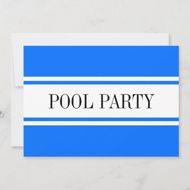 Cartes Pour Fêtes Annuelles PISCINE PARTY Bleu Nautique Blancs de course (Devant)