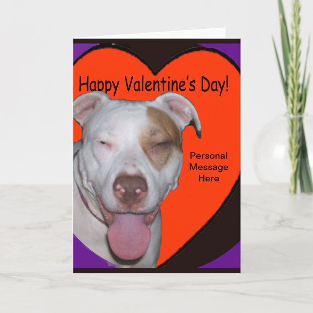 Cartes Pour Fêtes Annuelles Pit Bull Valentine Ajouter un message personnel (Devant)