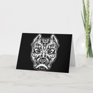 Cartes Pour Fêtes Annuelles Pitbull Tattoo Art Chien race Crâne Piston Dtg Pit