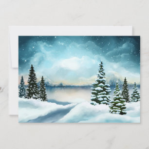 Cartes Pour Fêtes Annuelles Pittoresque Winter Wonderland aquarelle peinture
