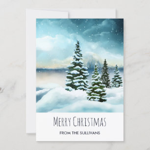 Cartes Pour Fêtes Annuelles Pittoresque Winter Wonderland aquarelle peinture