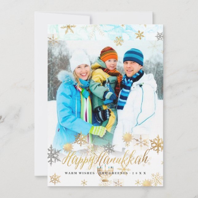 Cartes Pour Fêtes Annuelles PixDezines Hannukkah/flocons de neige+marbre (Devant)