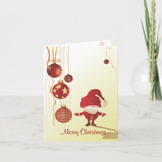 Cartes Pour Fêtes Annuelles PixDezines Little Père Noël+Oranments de Noël (Devant)