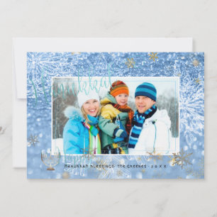 Cartes Pour Fêtes Annuelles PixDezines Love+Light Hannukkah/snowflakes+Bokeh