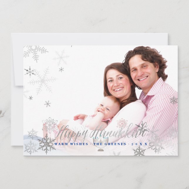Cartes Pour Fêtes Annuelles PixDezines Snowflakes Hanoukka/Faux Argent (Devant)