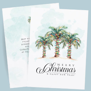 Cartes Pour Fêtes Annuelles Plage aux palmiers Noël tropical