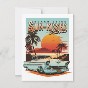 Cartes Pour Fêtes Annuelles Plage Bliss - Voitures classiques baisées au solei