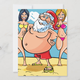 Cartes Pour Fêtes Annuelles plage de bikini santa claus
