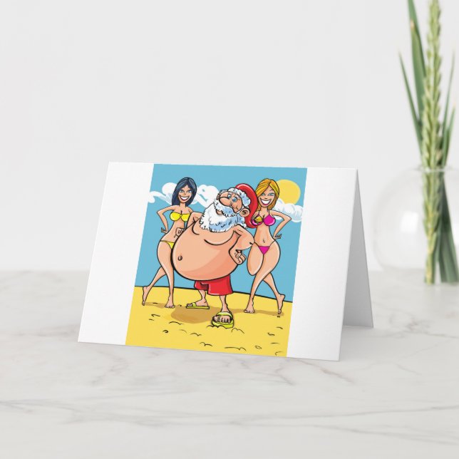 Cartes Pour Fêtes Annuelles plage de bikini santa claus (Devant)