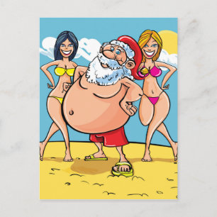 Cartes Pour Fêtes Annuelles plage de bikini santa claus