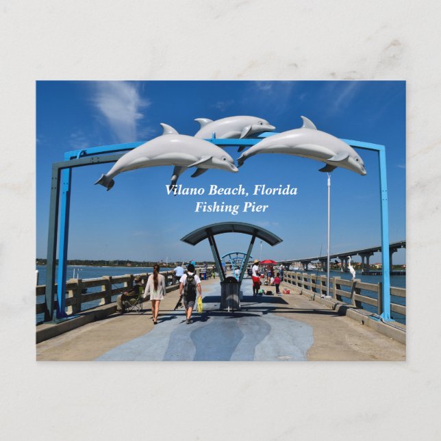 Cartes Pour Fêtes Annuelles Plage de Vilano Floride jetée de pêche (Devant)