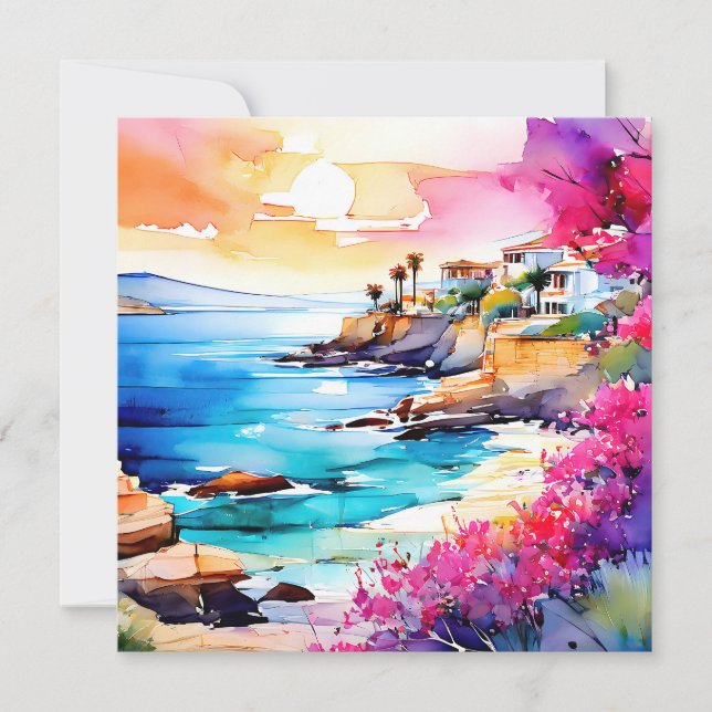 Cartes Pour Fêtes Annuelles "Plage isolée" (Devant)