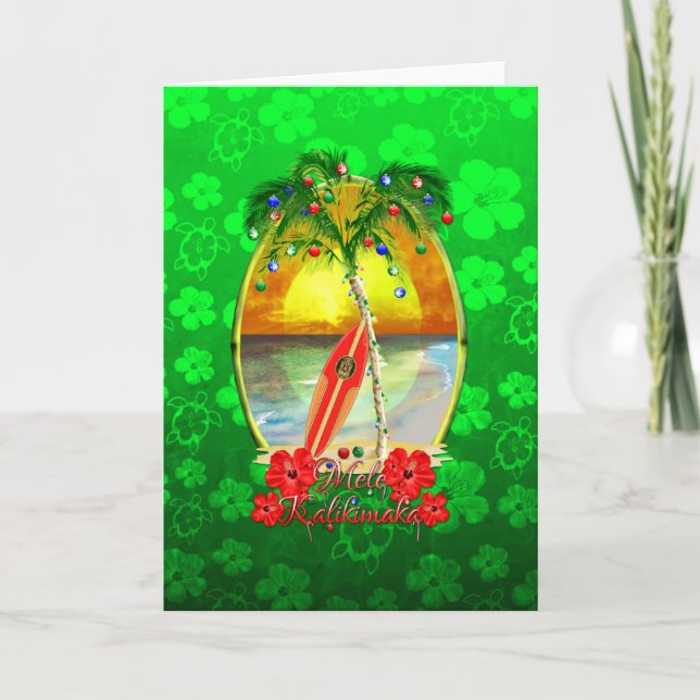 Cartes Pour Fêtes Annuelles Plage Mele Kalikimaka (Devant)